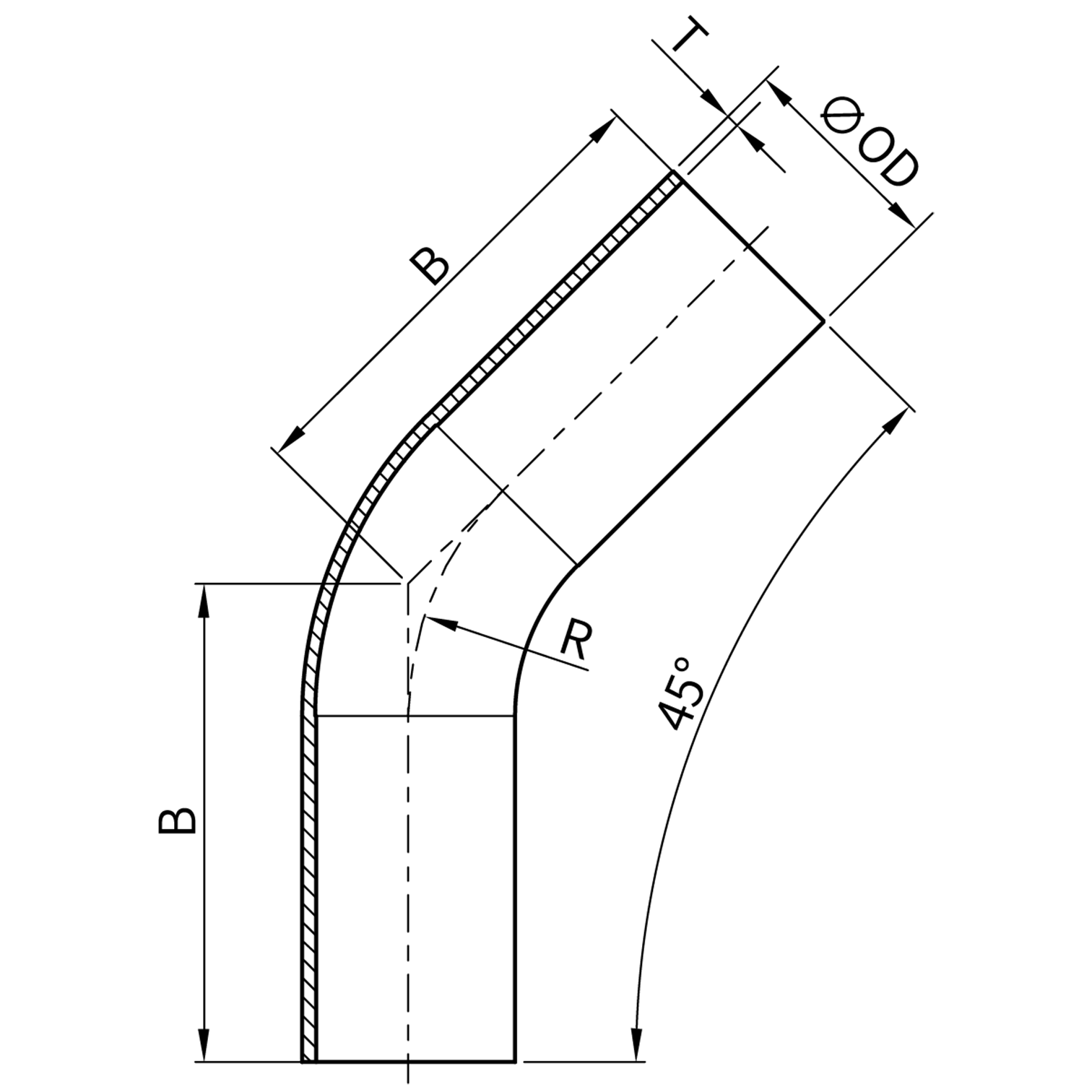 3A 45° Elbows with Long Tangent