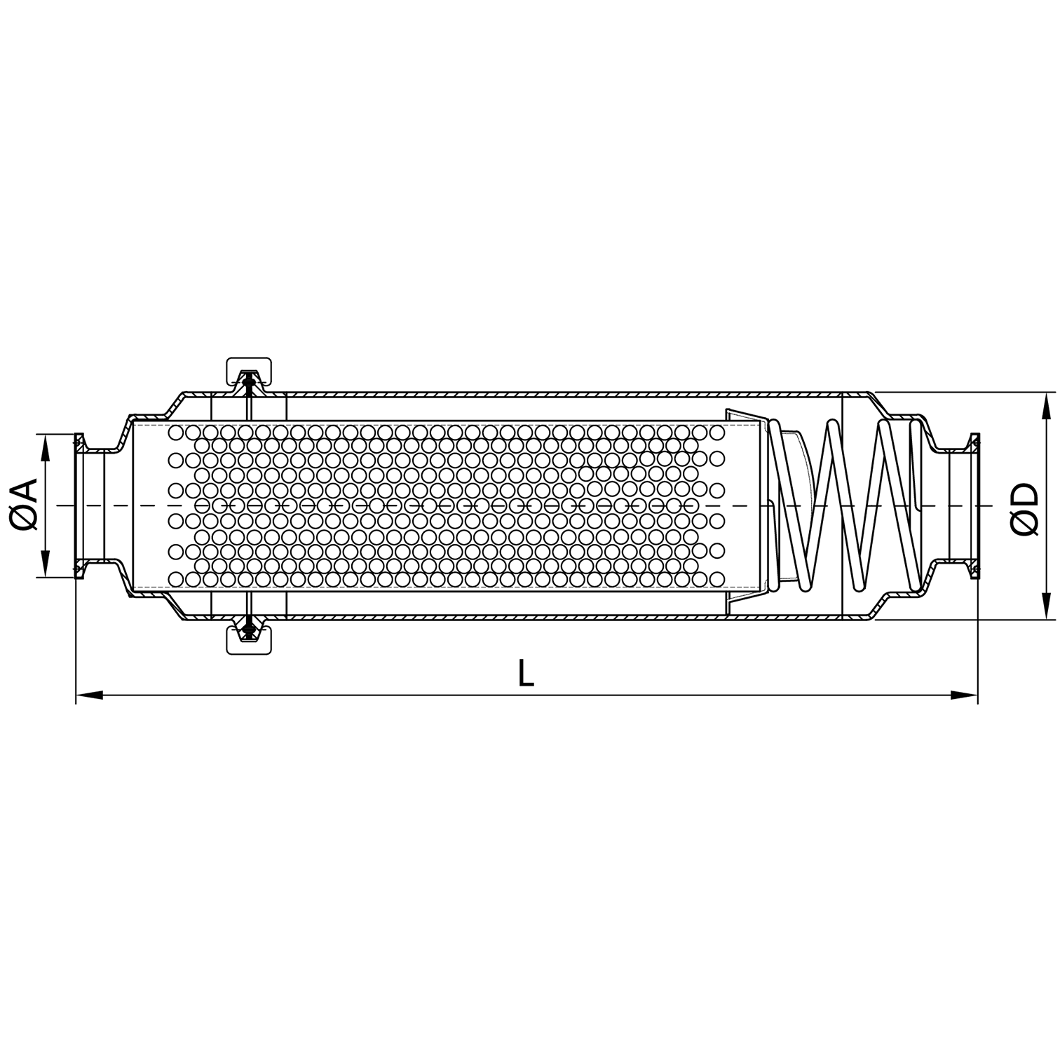 Inline Short-Type 180-Degree Clamped Filter