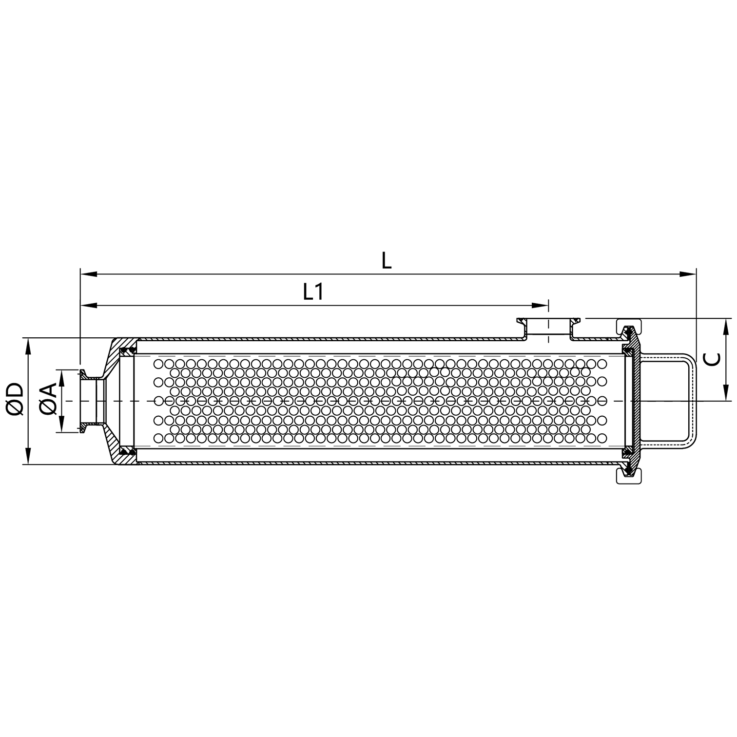 Right-Angle Long-Type 90-Degree Clamped Filter